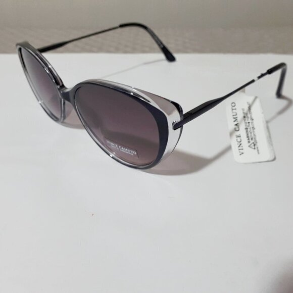 NWT Vince Camuto black & clear opaque frame subtle cat eye sunglasses - Picture 2 of 6